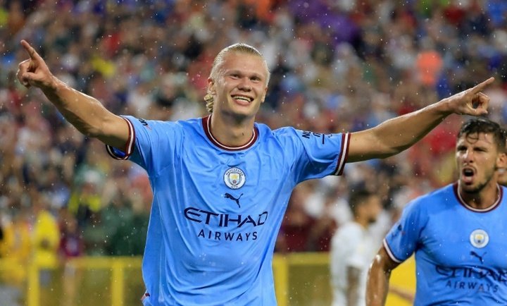 Erling Haaland was Man City's hero against Crystal Palace. AFP
