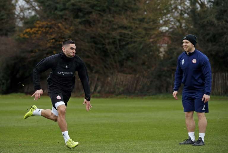 Maupay (l) could move to Southern Spain this summer. AFP