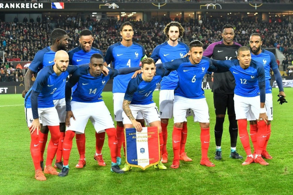L'équipe de France avant un match amical contre l'Allemagne. AFP