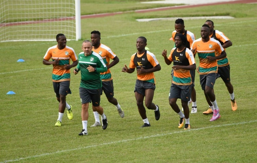 Entraînement de joueurs de l'équipe de Côte d'Ivoire, le 28 août 2017, à Abidjan. AFP
