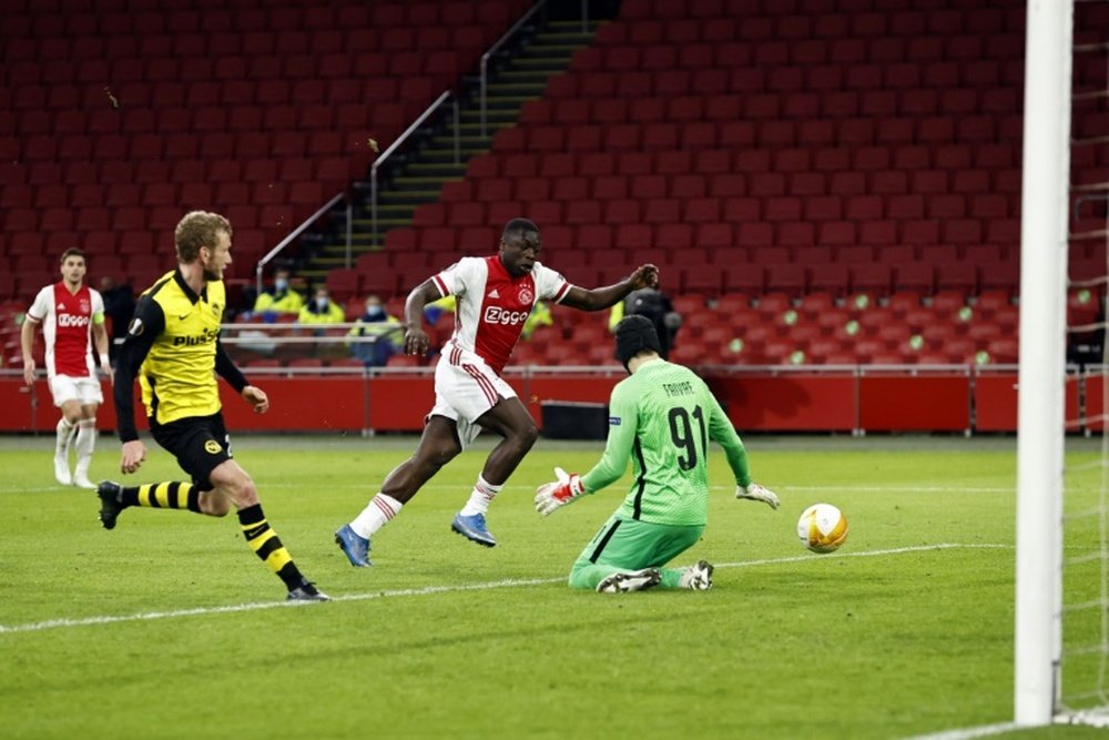 L'attaquant néerlandais de l'Ajax Amsterdam, Brian Brobbey. AFP