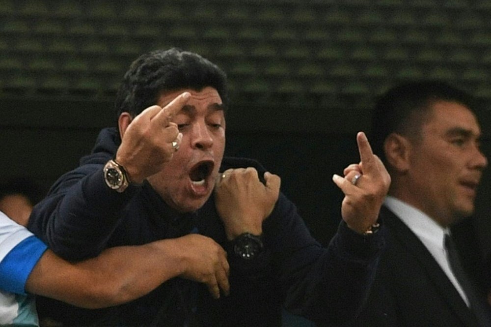 Maradona dejó varias imágenes para el recuerdo. AFP
