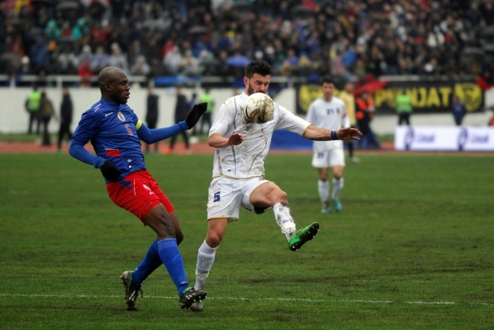 Enis Alushi lors du match amical Kosovo-Haïti, le 5 mars 2014 à Mitrovica. AFP
