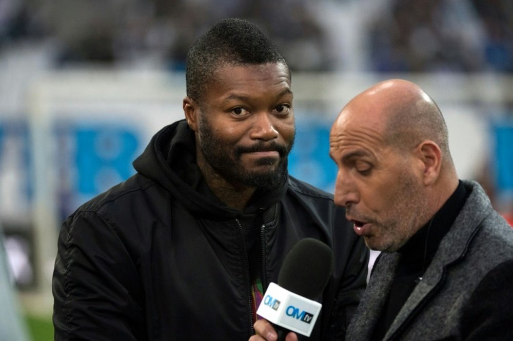 L'attaquant Djibril Cissé avant un match entre Marseille et le Gazélec Ajaccio. AFP