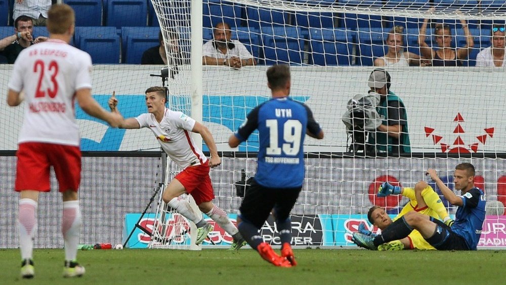 Sabitzer anotó el segundo tanto del Leipzig. AFP