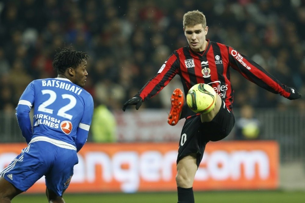 Maxime Le Marchand, avec lOGC Nice, contre lOM à lAllianz Riviera, le 14 février 2016