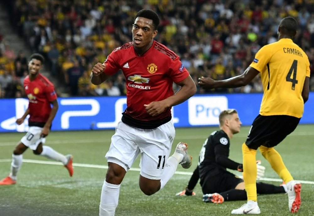 Martial pictured scoring as Manchester United were victorious in the reverse fixture. AFP