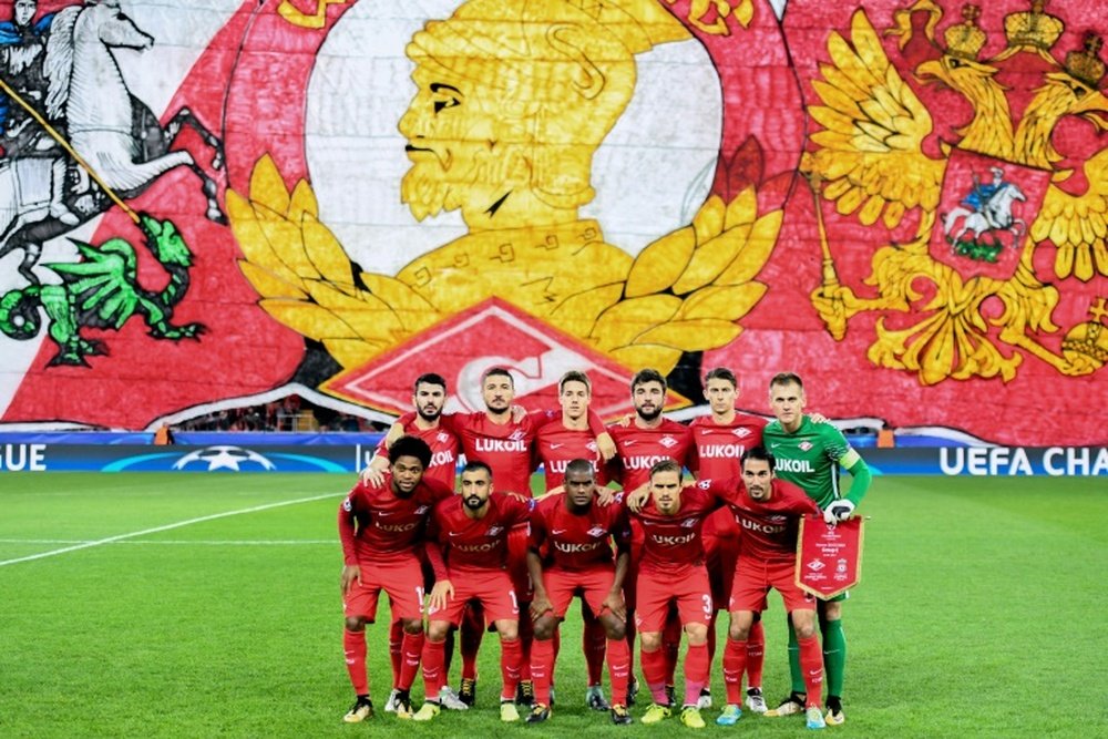 L'équipe du Spartak, le 16 septembre avant le match de Ligue des champions face à Liverpool. AFP