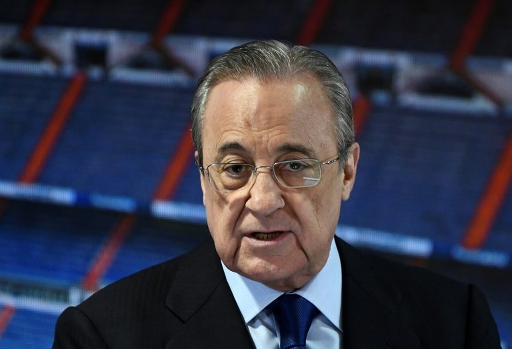 Florentino Pérez habló en la asamblea con los socios. AFP