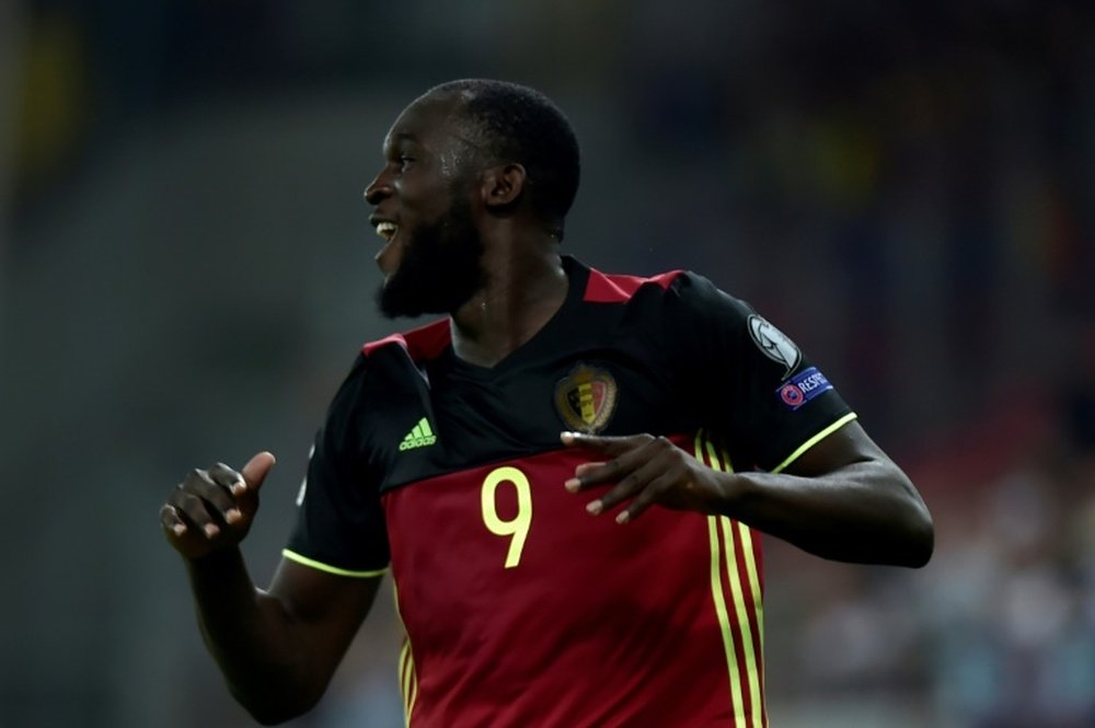 Romelu Lukaku auteur de second but, qualifiant la Belgique pour le Mondial-2018. AFP