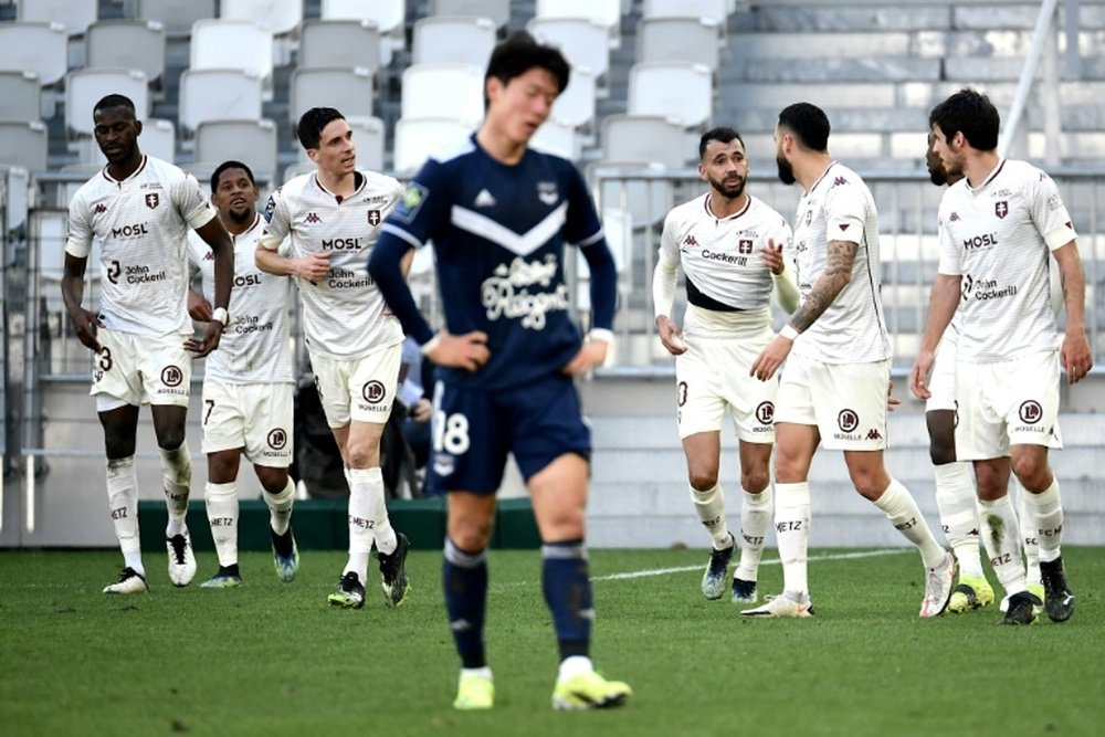 El Metz ha ganado por 1-2 al desangelado Girondins. AFP