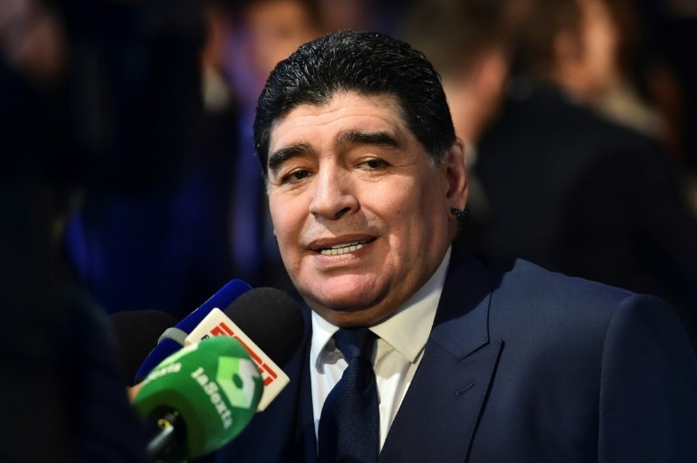 Maradona, feliz por la trayectoria de su equipo. AFP