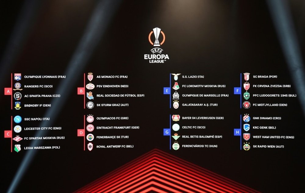 Acompanhe o sorteio dos grupos da Liga Europa 2021-22. AFP