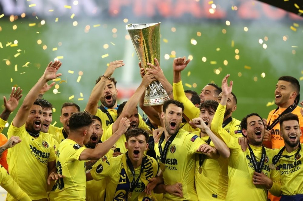 El Villarreal, campeón de la Europa League invicto. AFP
