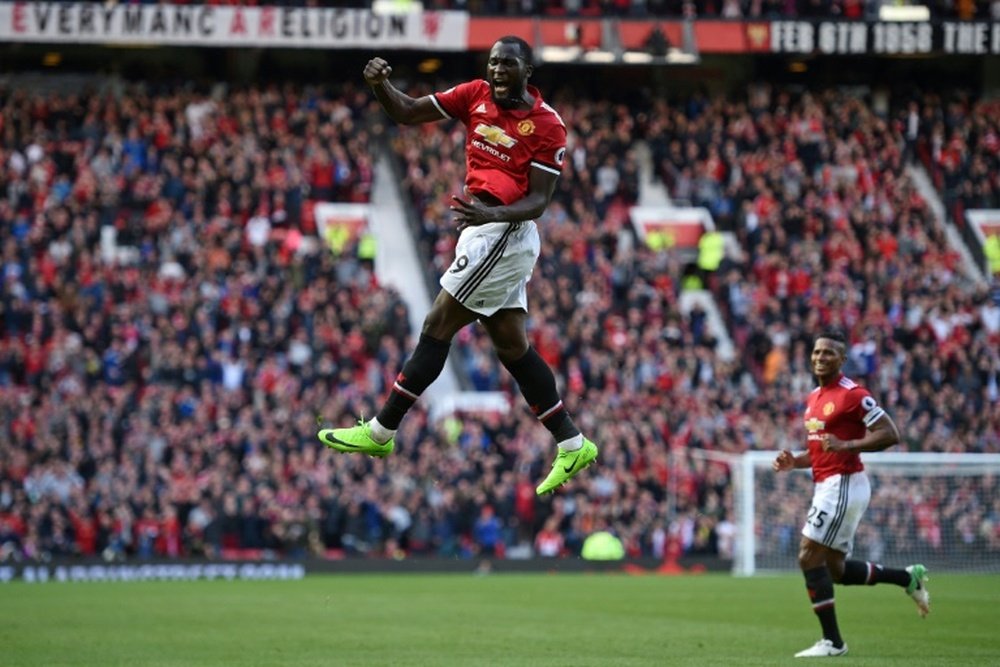 Romelu Lukaku buteur avec Manchester United contre Everton. AFP