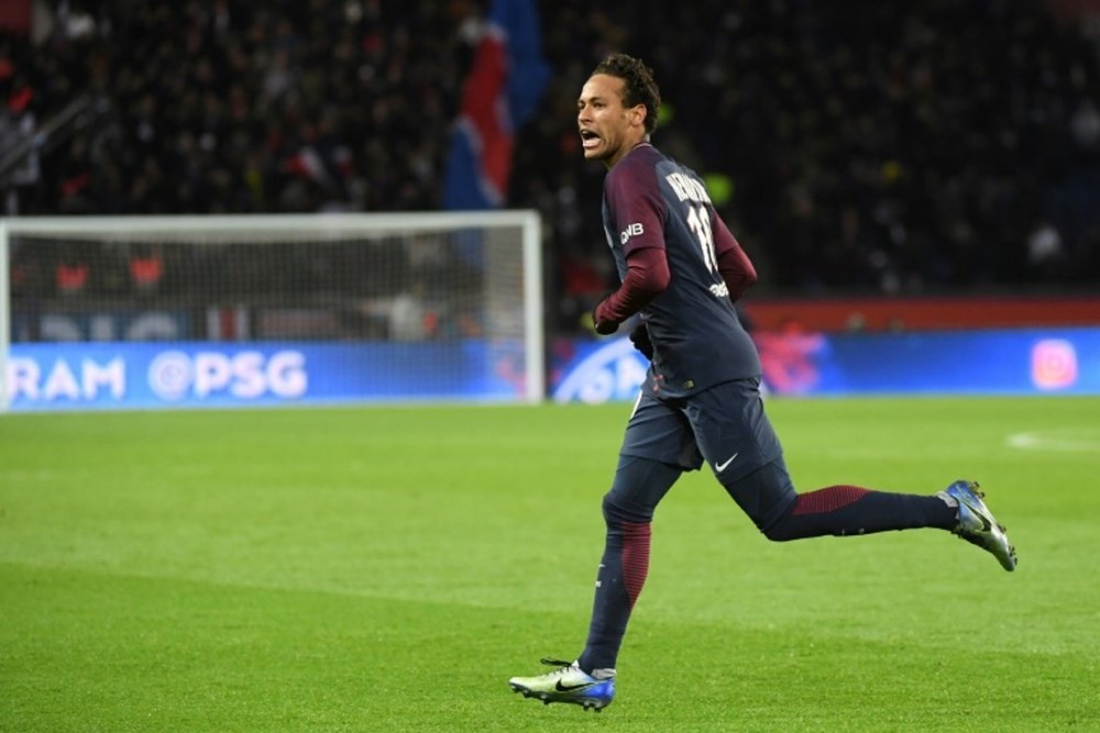 Neymar après son troisième but contre Dijon au Parc des Princes. AFP