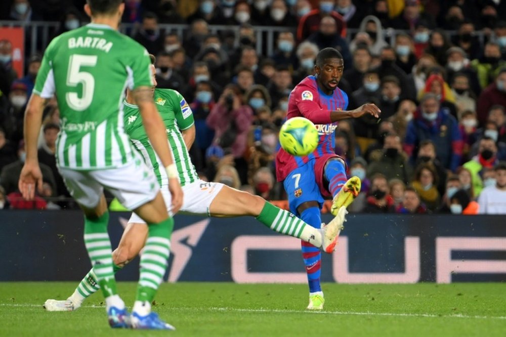 L'attaquant français de Barcelone, Ousmane Dembélé, lors du match de la 16e journée. AFP