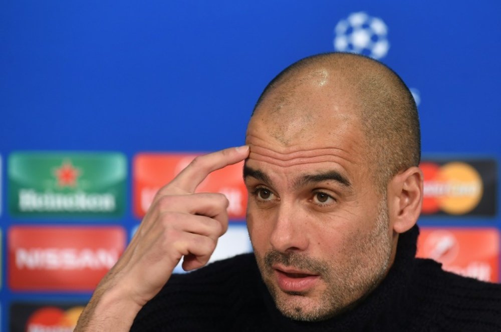 L'entraîneur du Bayern Pep Guardiola en conférence de presse, le 15 mars 2016 à Munich. AFP