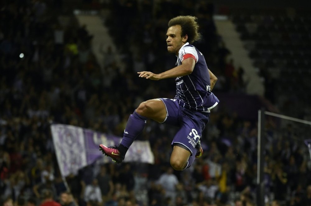 Lattaquant Martin Braithwaite auteur dun doublé pour Toulouse contre Bordeaux au Stadium, le 20 août 2016