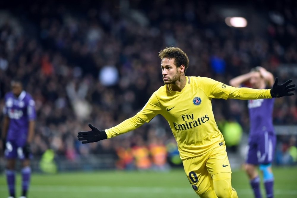 Neymar marque l'unique but du match à Toulouse. AFP