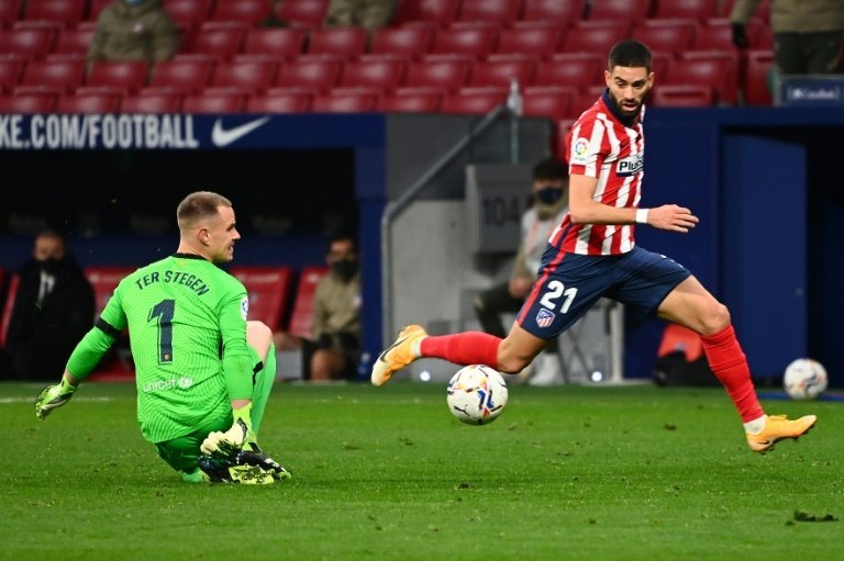 Yannick Carrasco got the winner in the close match. AFP