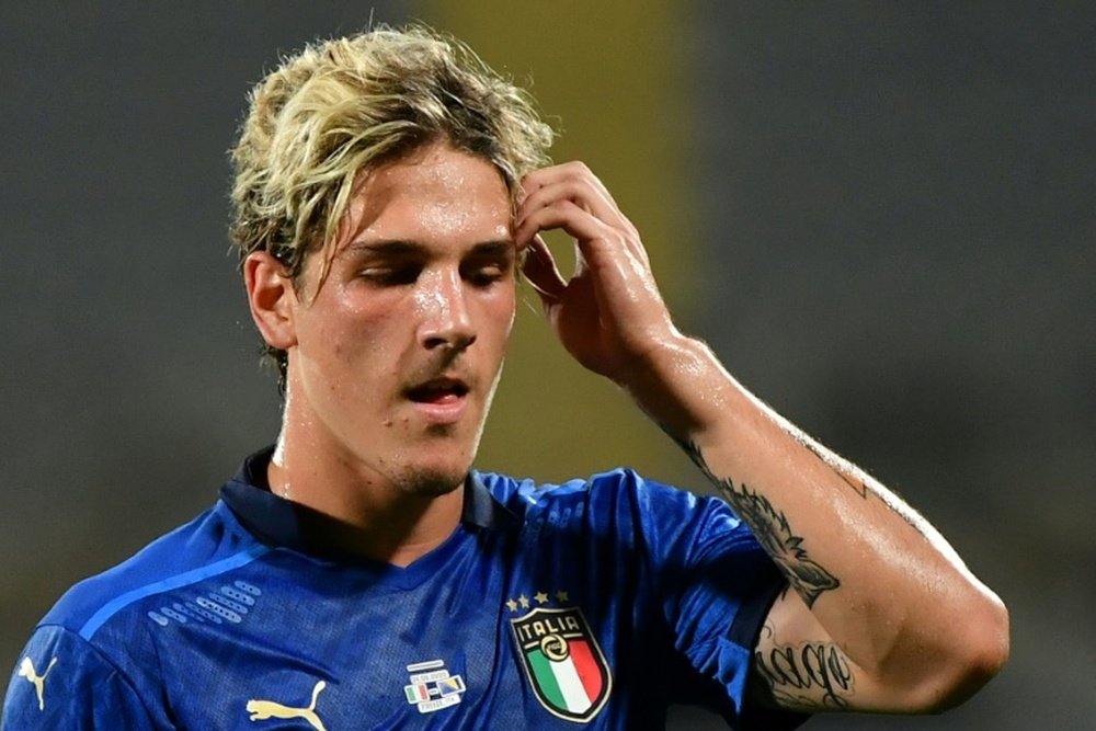 Nicolo Zaniolo playing for Italy. AFP