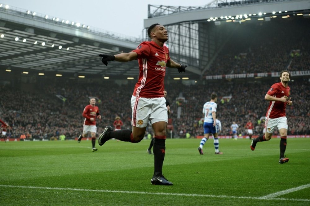 Anthony Martial, buteur pour Manchester United contre Reading à Old Trafford. AFP