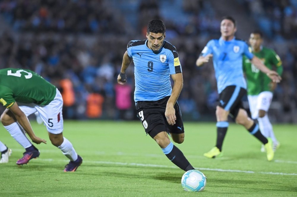 L'attaquant uruguayen Luis Suarez face à la Bolivie, le 10 octobre 2017 à Montevideo. AFP