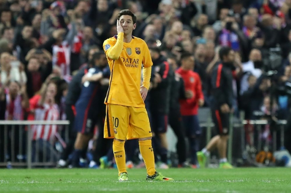 Lionel Messi lors du quart de finale de C1 Atlético - Barcelone. AFP
