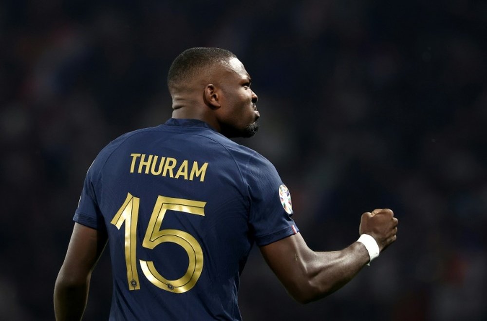 L'attaquant français Marcus Thuram célèbre un but. AFP