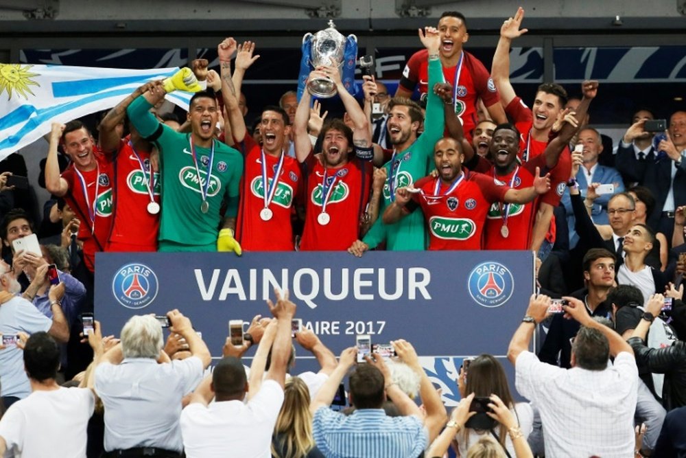 Le PSG vainqueur de la Coupe de France contre Angers le 29 mai 2017. AFP