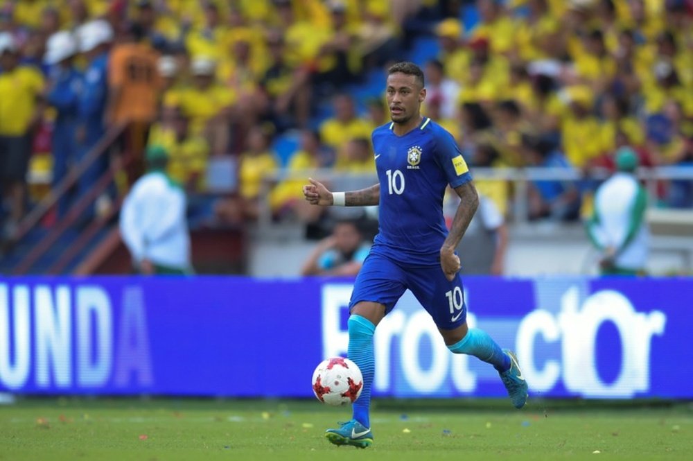 La star brésilienne Neymar lors d'un match de qualifications au Mondial-2018 face à la Colombie. AFP