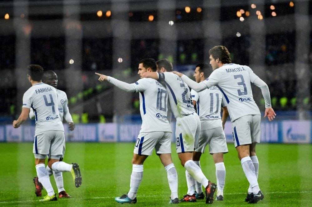 El último gol de Hazard en Champions, el 22 de noviembre en Bakú. AFP