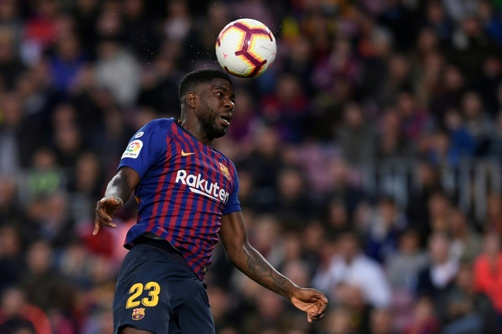 O Barça confirma a lesão de Umtiti. AFP