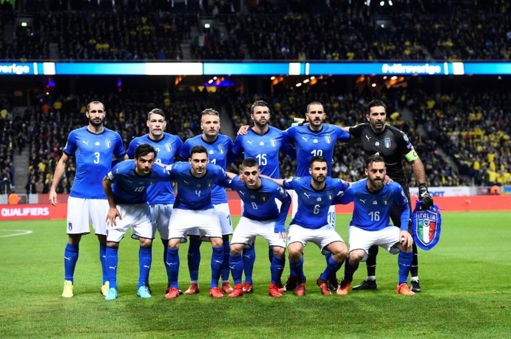 La sélection italienne avant son barrage aller contre la Suède. AFP