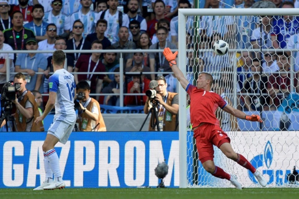 Halldorsson contre l'Argentine au Mondial le 16 juin. AFP
