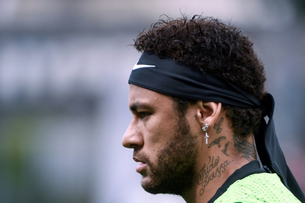 L'attaquant brésilien du PSG Neymar lors d'une séance d'entraînement le 11/05/19. AFP