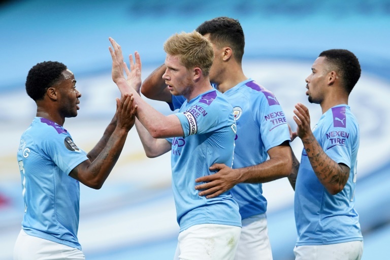 El City celebra un gol de De Bruyne
