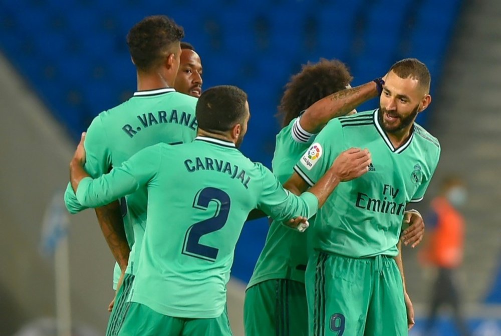 Karim Benzema got the winner for Real Madrid at Sociedad. AFP