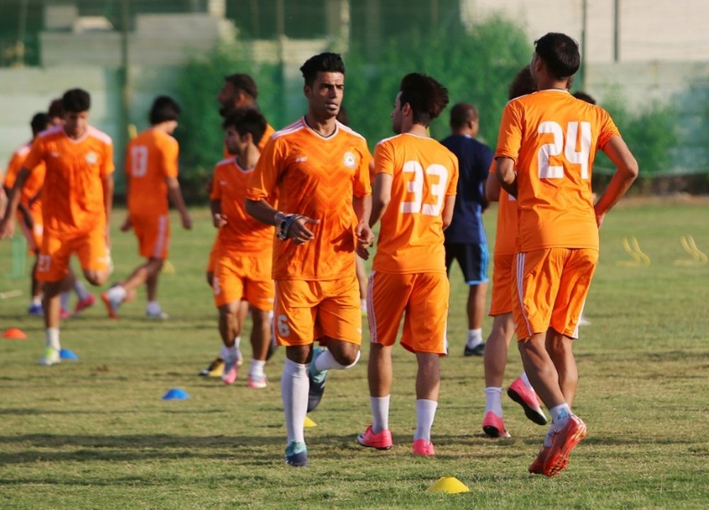 Des joueurs du club Al-Zawrah de Bagdad lors d'un entraînement dans la capitale irakienne. AFP