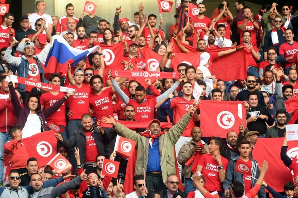 Les supporters tunisiens euphoriques derrière les Aigles de Carthage opposé à la Libye. AFP