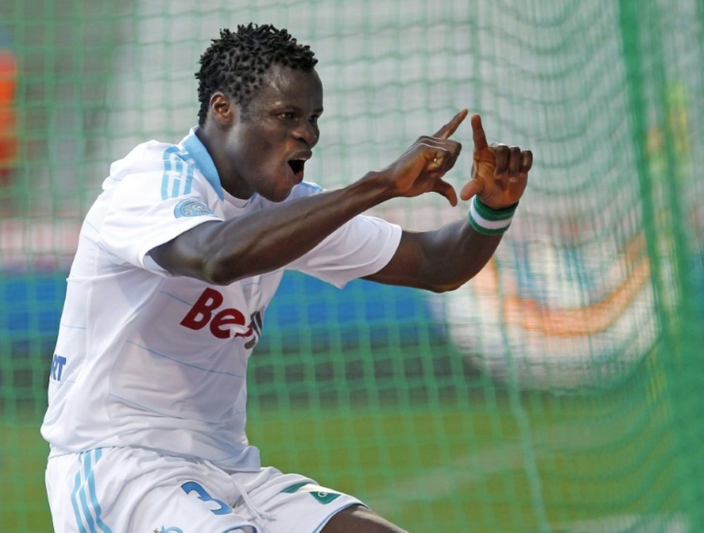 Taye Taiwo, sous le maillot de Marseille contre Montpellier. AFP