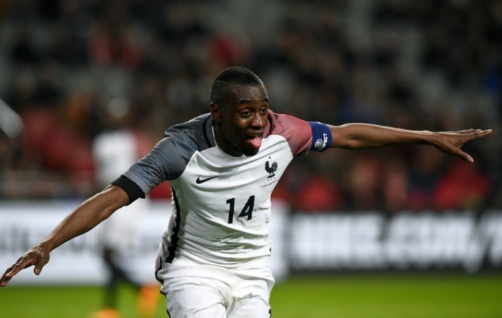 Blaise Matuidi célèbre son but de la victoire lors du match Pays-Bas - France, le 25 mars 2016. AFP