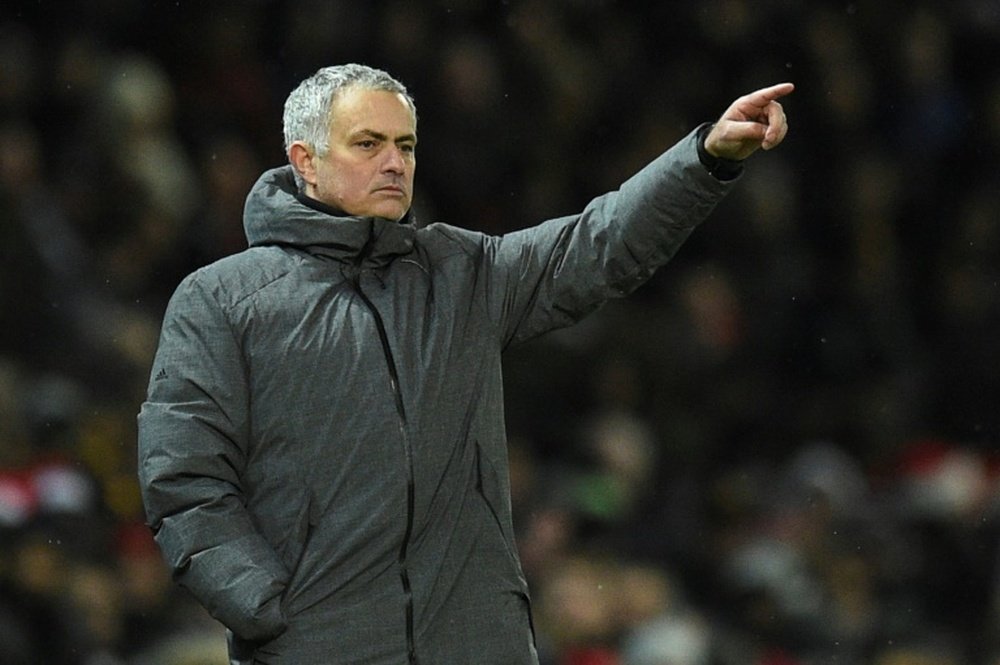 L'entraîneur de Manchester United José Mourinho lors du derby face à Manchester City. AFP
