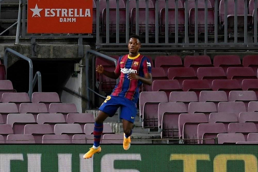 Ansu Fati brilhou na estreia do Barça. AFP