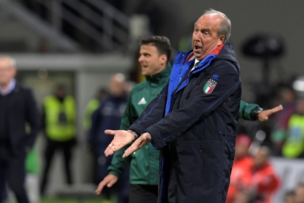 Le sélectionneur de l'Italie Gian Piero Ventura réagit lors du match face à la Suède. AFP