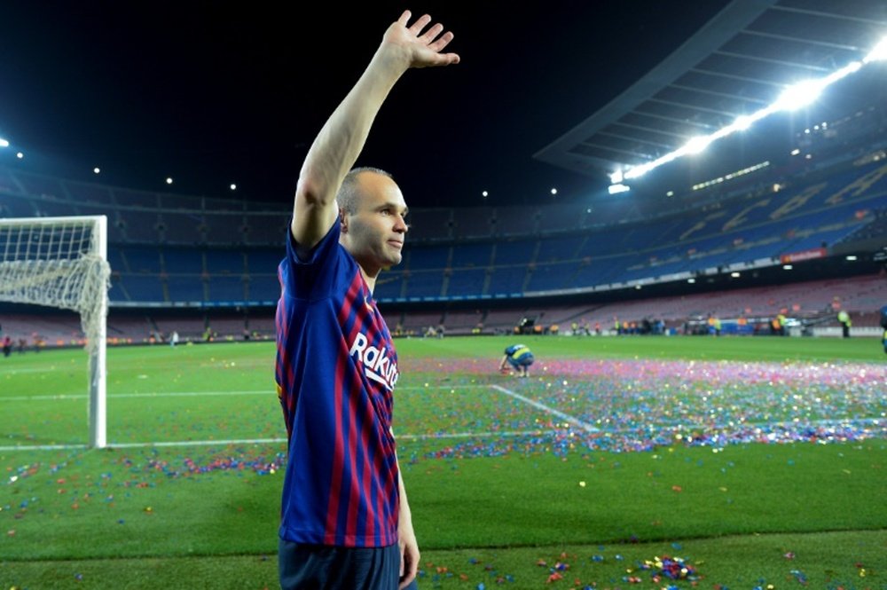 Iniesta bid farewell to Barcelona last Sunday. AFP
