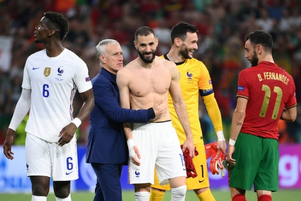 Karim Benzema (C) will not be replaced at the World Cup. AFP