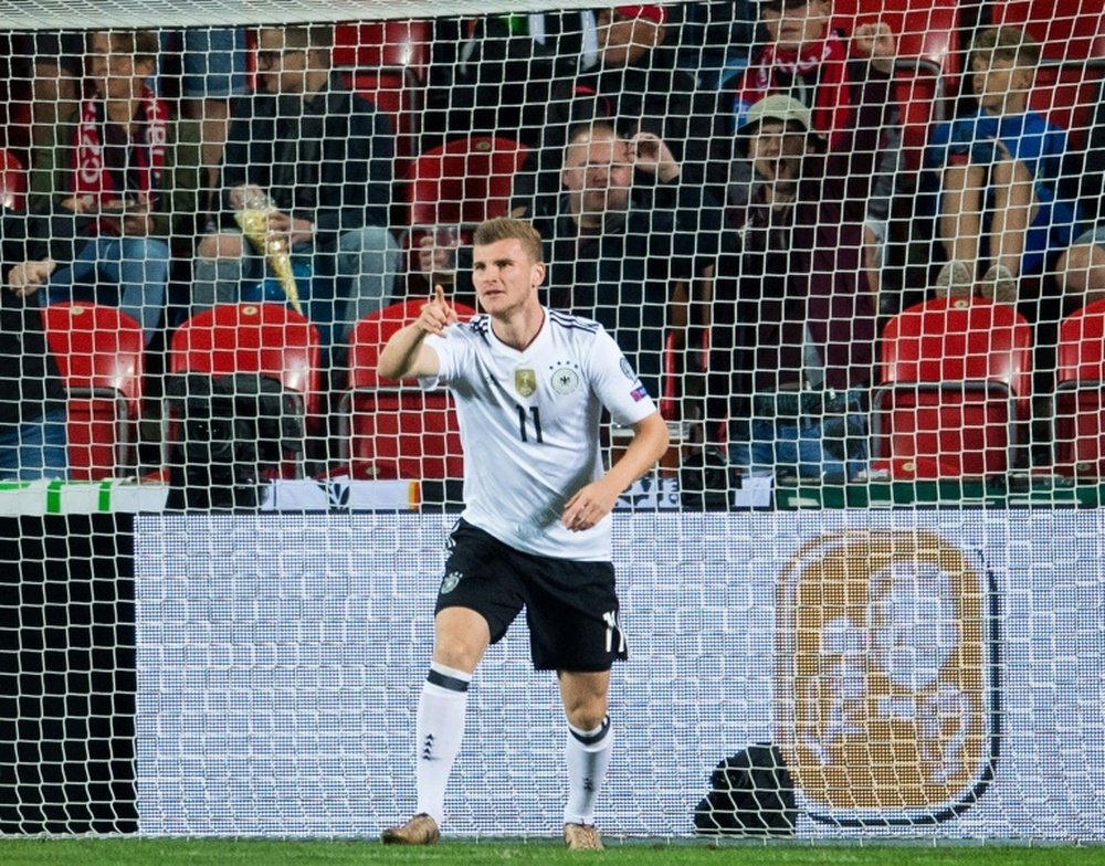 L'attaquant de l'équipe d'Allemagne Timo Werner buteur face aux Tchèques. AFP