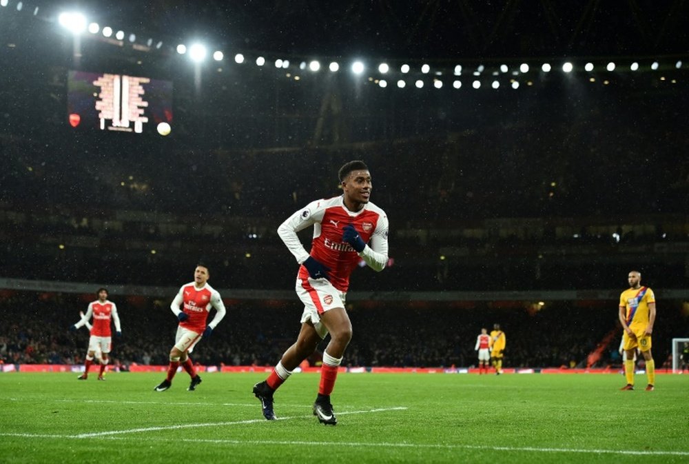 Alex Iwobi, auteur du 2e but d'Arsenal dans le derby londonien contre Crystal Palace. AFP